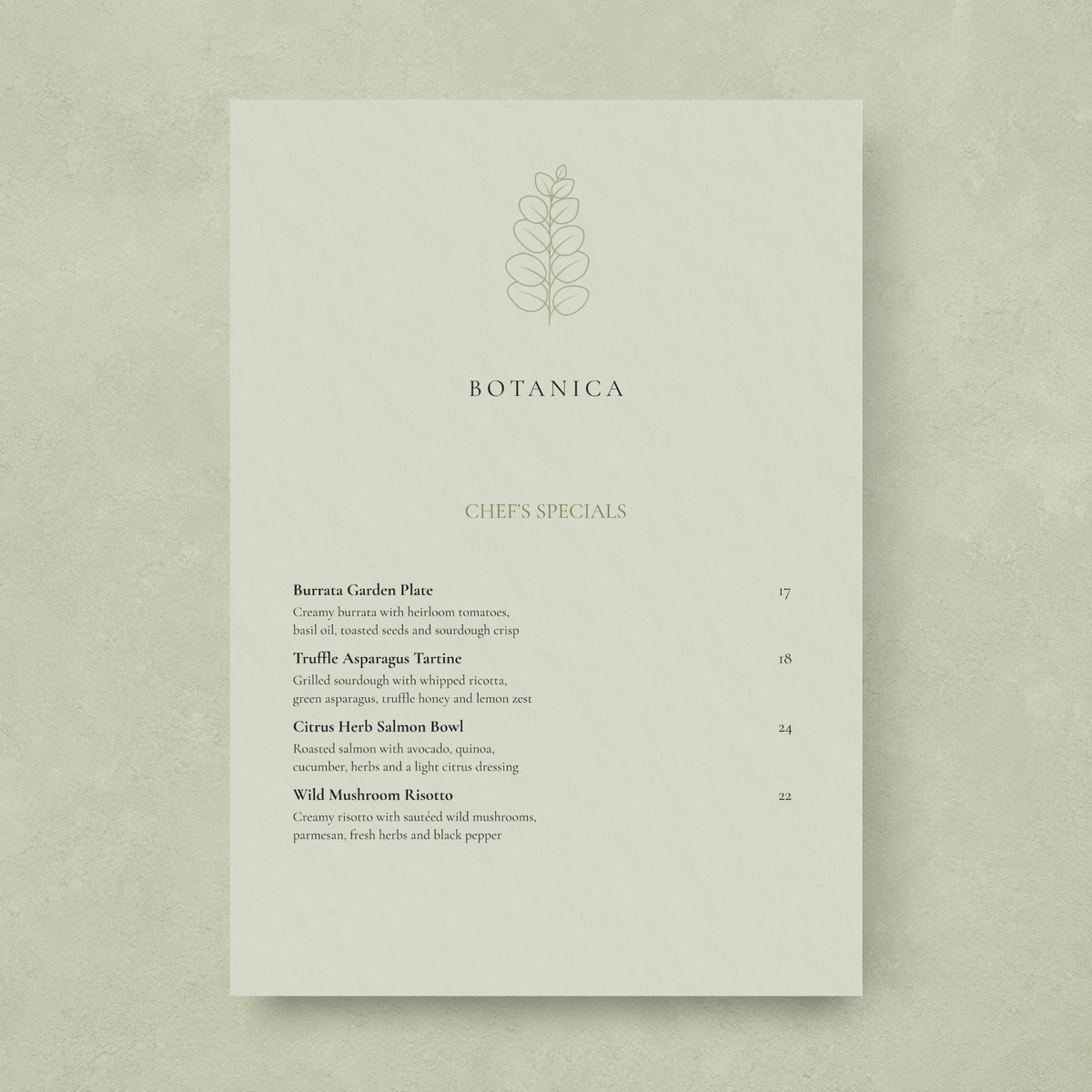 BOTANICA – THE ELITE SAGE GREEN ORGANIC BISTRO SUITE