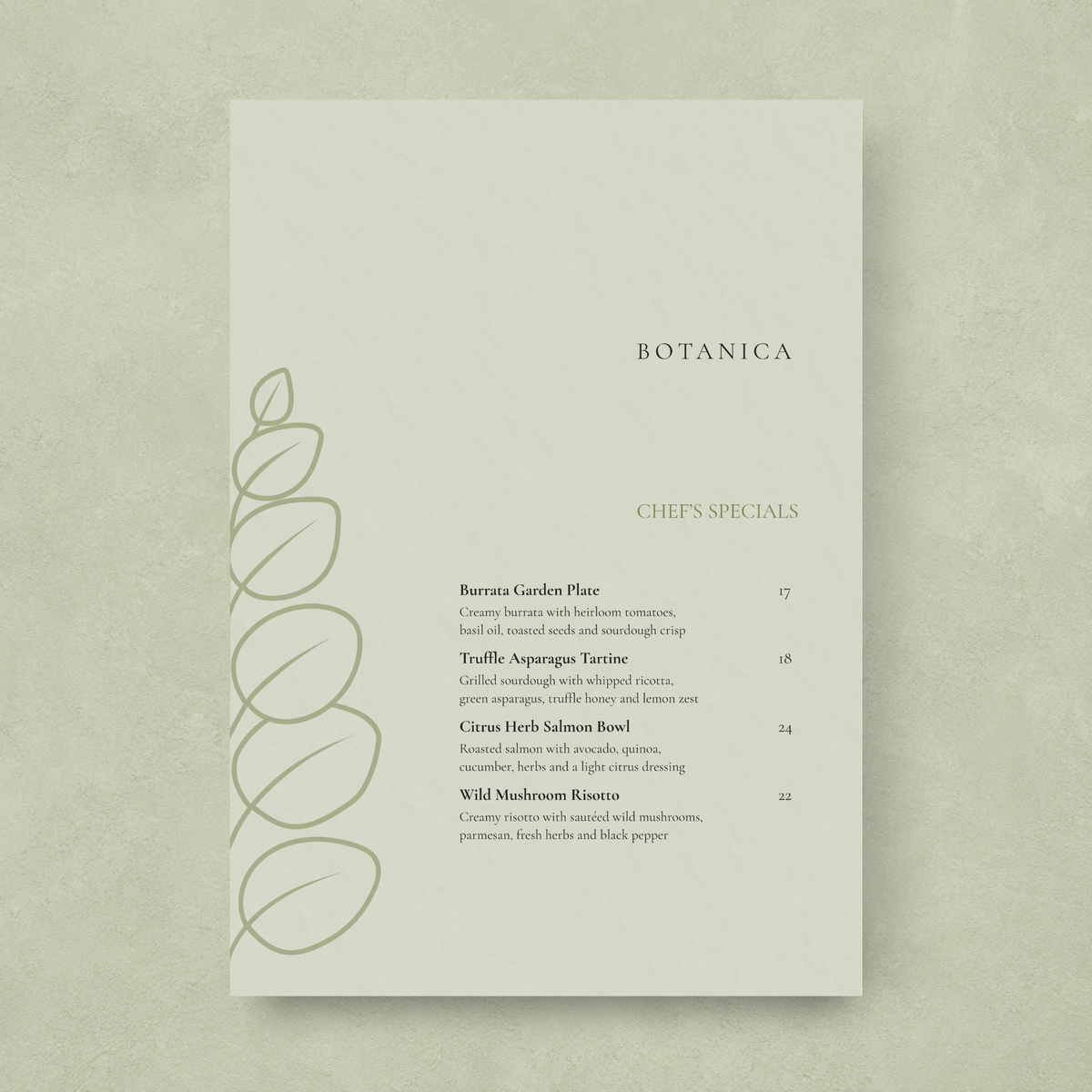 BOTANICA – THE ELITE SAGE GREEN ORGANIC BISTRO SUITE