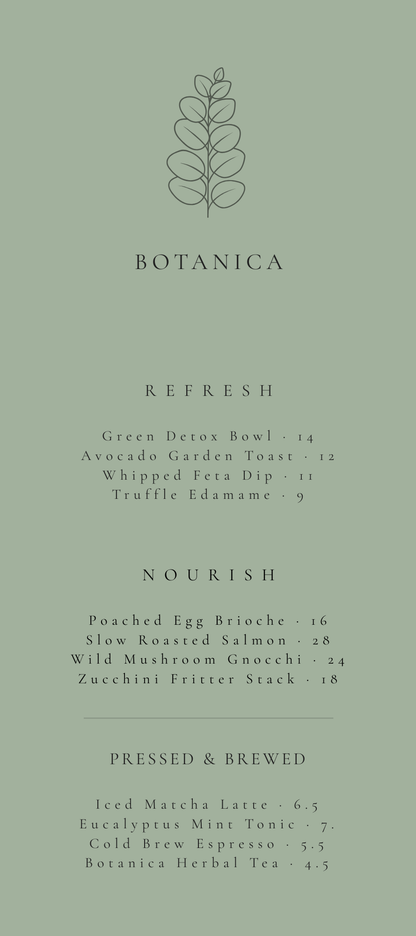 BOTANICA – THE ELITE SAGE GREEN ORGANIC BISTRO SUITE