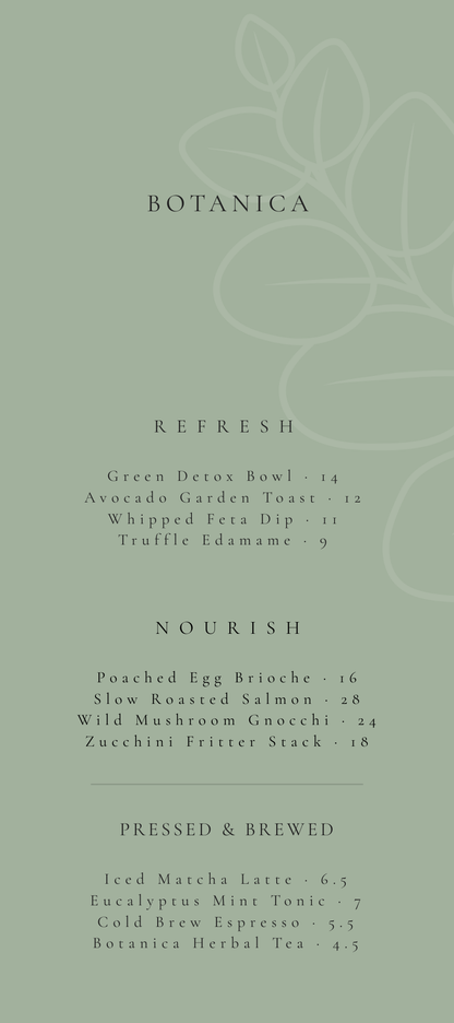 BOTANICA – THE ELITE SAGE GREEN ORGANIC BISTRO SUITE