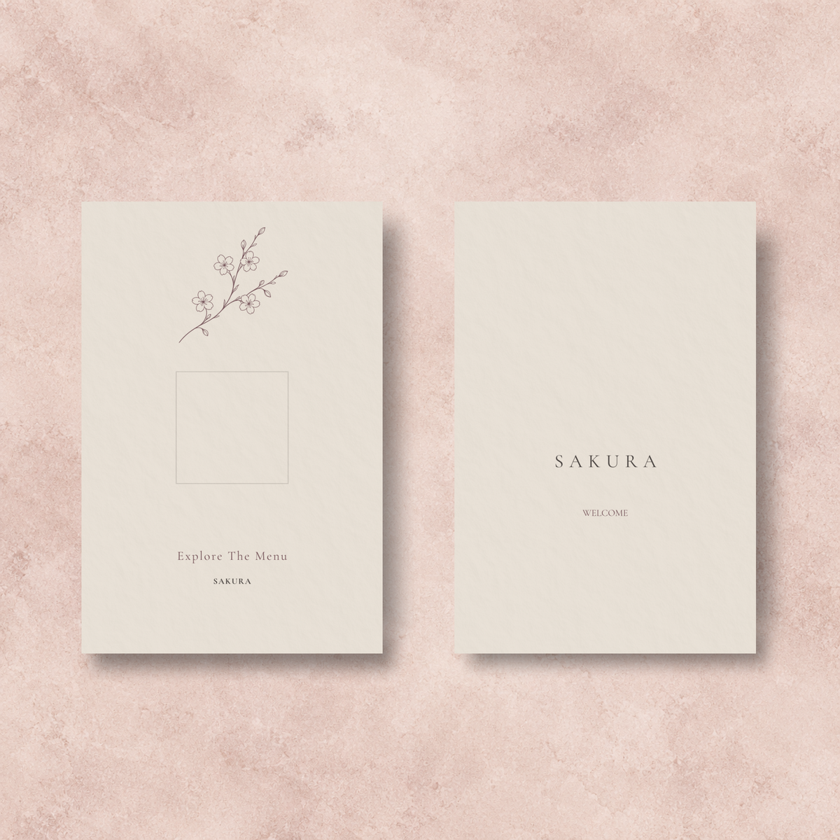 SAKURA editable QR card template for Japanese restaurants with cherry blossom styling