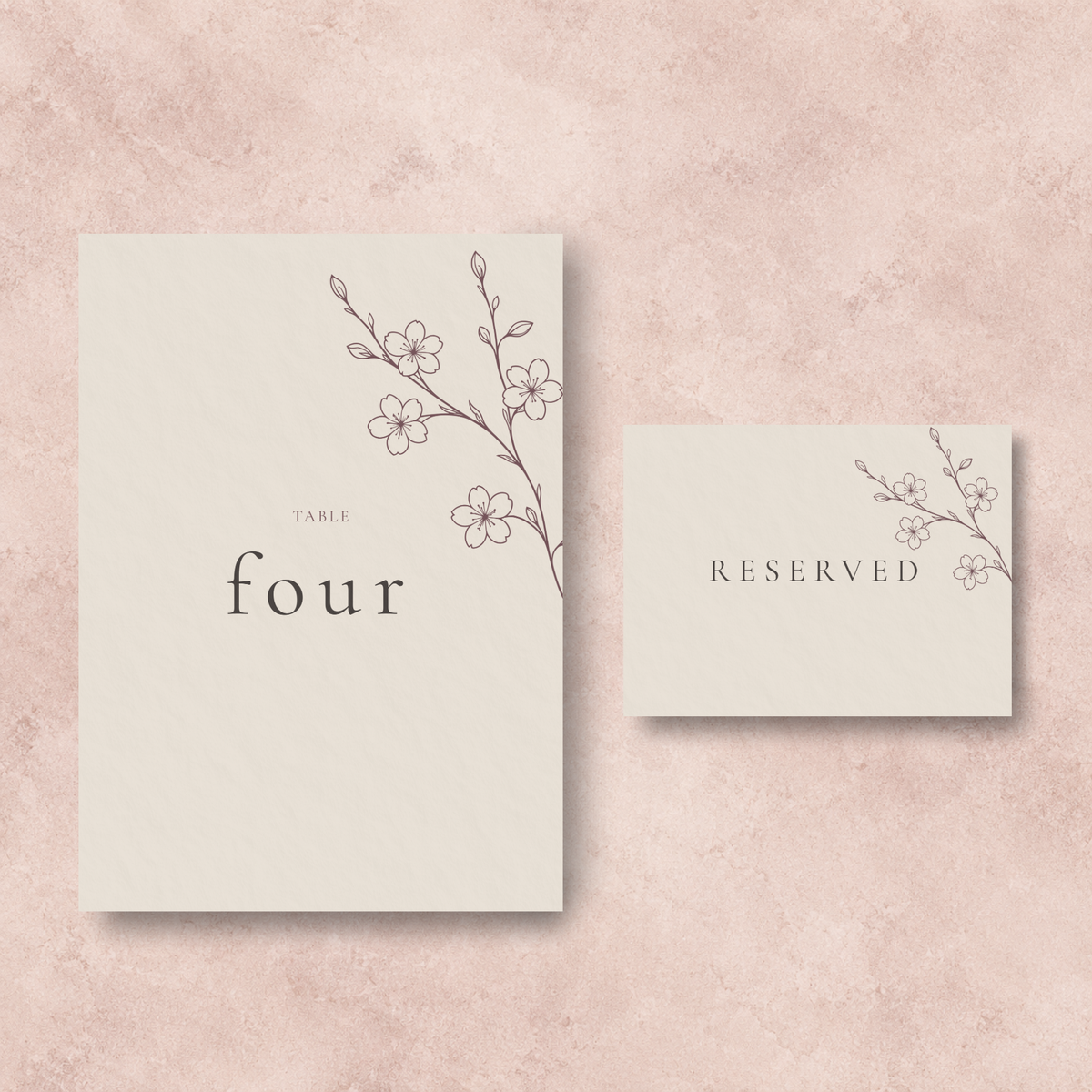 SAKURA Reserved and Table Number card templates V2 with elegant cherry blossom design